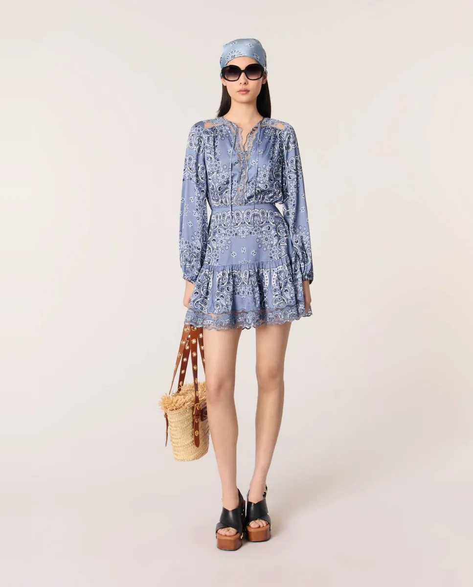 Короткое струящееся платье с принтом Maje, синий
Короткое струящееся платье с принтом Maje, синий