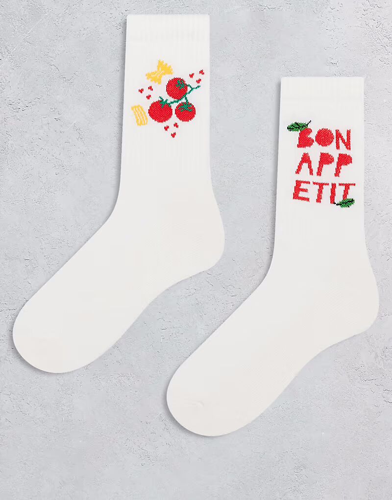 ASOS DESIGN 2 пары носков с изображением еды на белом фоне
ASOS DESIGN 2 пары носков с изображением еды на белом фоне