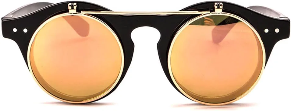 Классические маленькие ретро-солнцезащитные очки в стиле стимпанк с круглыми откидными линзами. Крутой ретро-стиль Newbee Fashion Sunglasses, Black/Pink Revo
Классические маленькие ретро-солнцезащитные очки в стиле стимпанк с круглыми откидными линзами. Крутой ретро-стиль Newbee Fashion Sunglasses, Black/Pink Revo