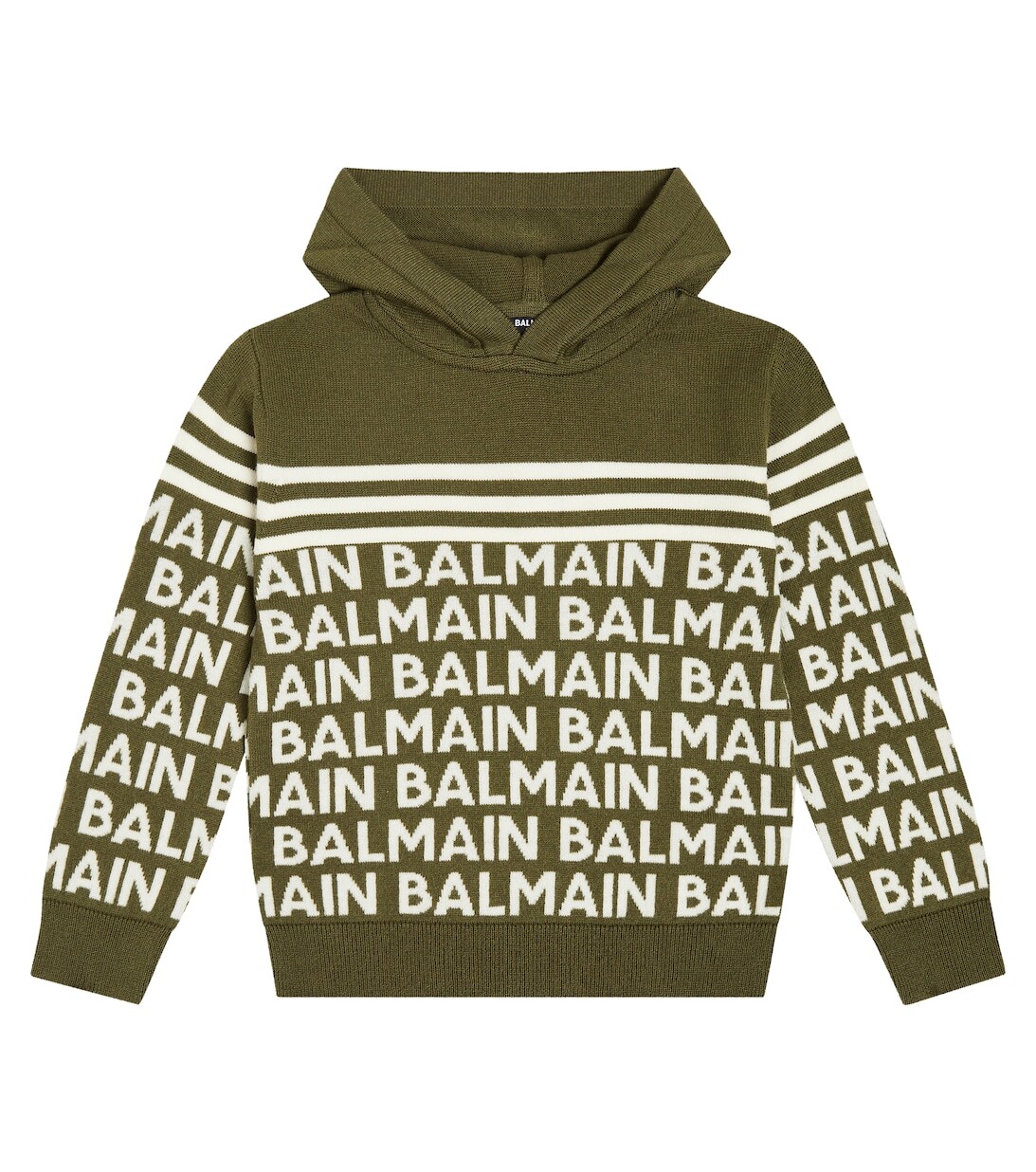 Худи интарсия из смесовой шерсти с логотипом Balmain, разноцветный
Худи интарсия из смесовой шерсти с логотипом Balmain, разноцветный
