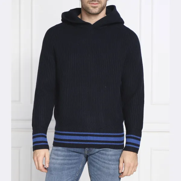 Шерстяной свитер стандартного кроя с фонарным столбом Boss, синий
Шерстяной свитер стандартного кроя с фонарным столбом Boss, синий