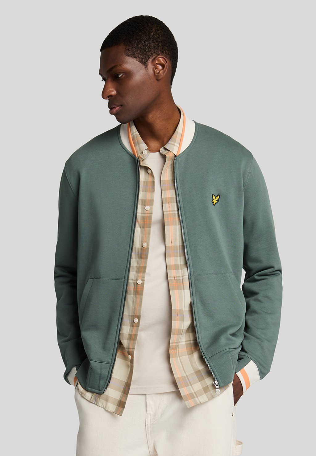 Толстовка на молнии MID LAYERS HALF TIPPED - Bomber Jacket Lyle & Scott, серый 
Толстовка на молнии MID LAYERS HALF TIPPED - Bomber Jacket Lyle & Scott, серый