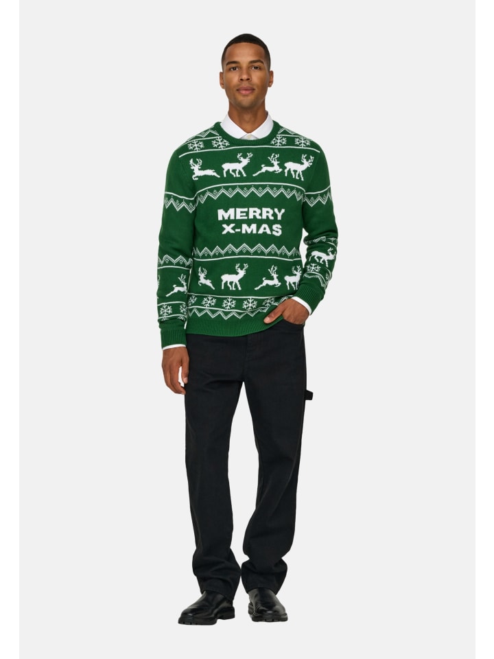 Only&Sons Вязаный свитер 'ONSXMAS REG 5' зеленого цвета
Only&Sons Вязаный свитер 'ONSXMAS REG 5' зеленого цвета