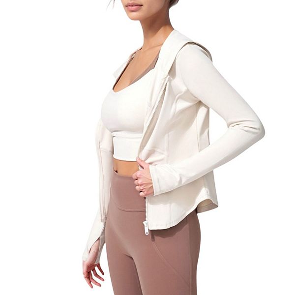 Женская худи с длинными рукавами на молнии, облегающего кроя и манжетами для большого пальца Anna-Kaci, Off White
Женская худи с длинными рукавами на молнии, облегающего кроя и манжетами для большого пальца Anna-Kaci, Off White