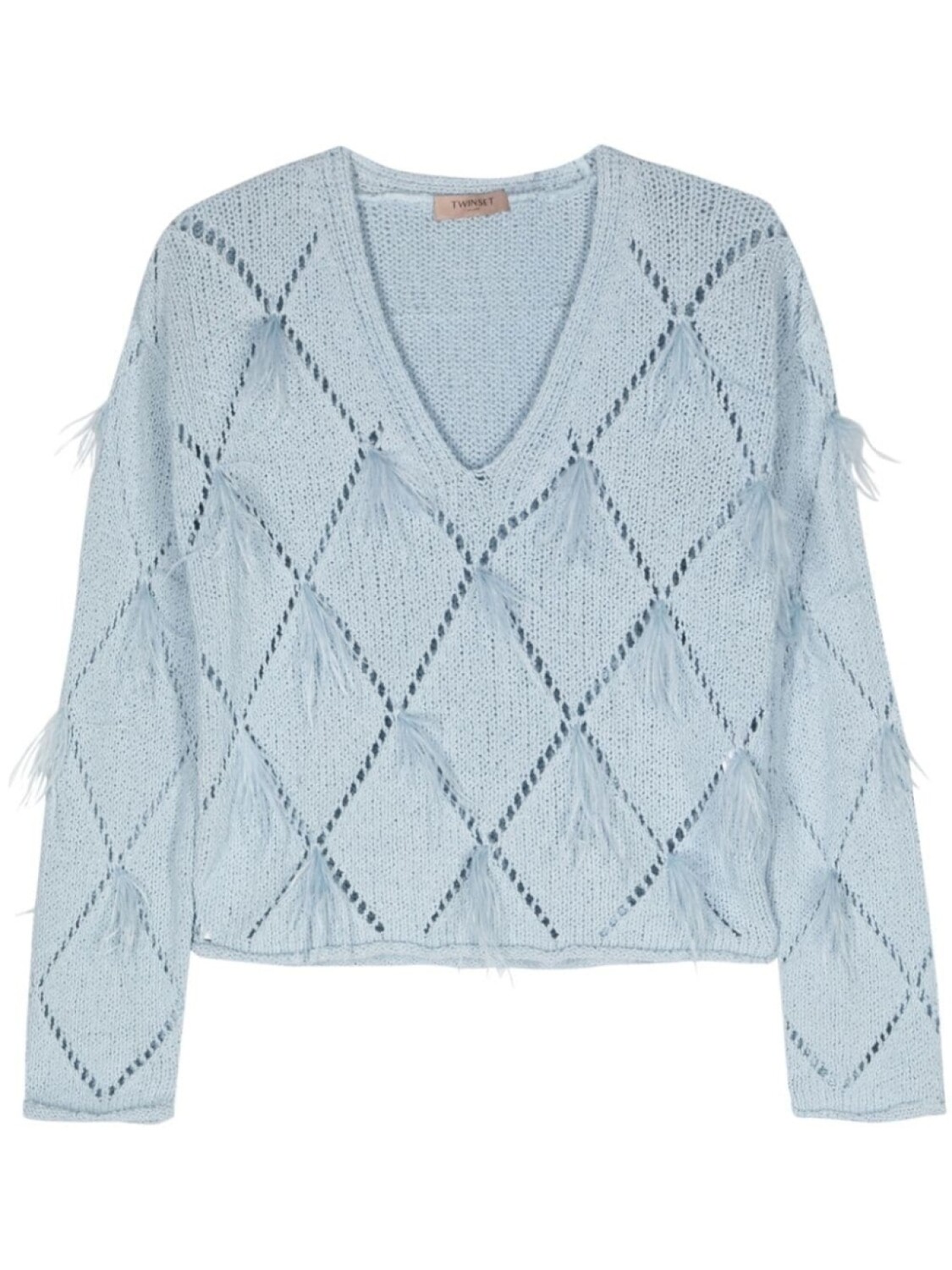 TWINSET джемпер с V-образным вырезом и перьями, синий
TWINSET джемпер с V-образным вырезом и перьями, синий