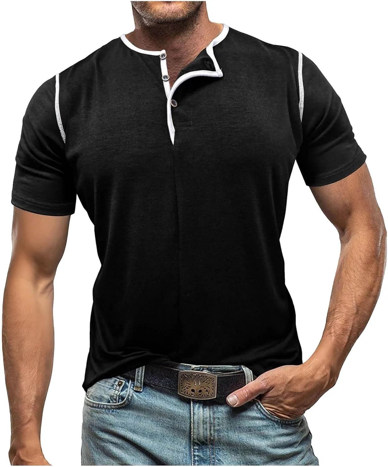 Мужская хлопковая рубашка-поло с коротким рукавом Henley Slim Fit vrvtoov
Мужская хлопковая рубашка-поло с коротким рукавом Henley Slim Fit vrvtoov