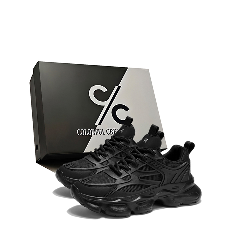 Нескользящие, износостойкие, дышащие, увеличивающие рост низкие кроссовки на массивной подошве для мужчин Colorful Creations, Black
Нескользящие, износостойкие, дышащие, увеличивающие рост низкие кроссовки на массивной подошве для мужчин Colorful Creations, Black