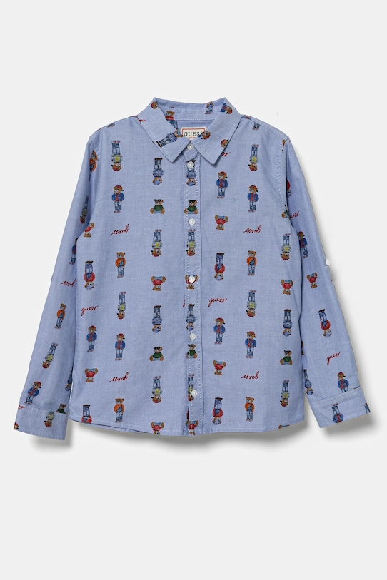 Детская хлопковая рубашка Guess, синий 
Детская хлопковая рубашка Guess, синий