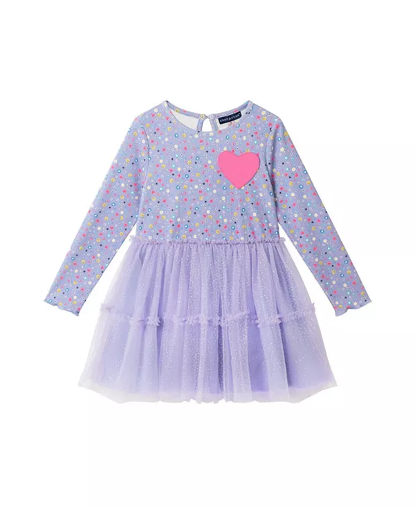 Детское трикотажное платье из тюля в рубчик с кармашком в форме сердца - для малышек. Andy & Evan, фиолетовый
Детское трикотажное платье из тюля в рубчик с кармашком в форме сердца - для малышек. Andy & Evan, фиолетовый