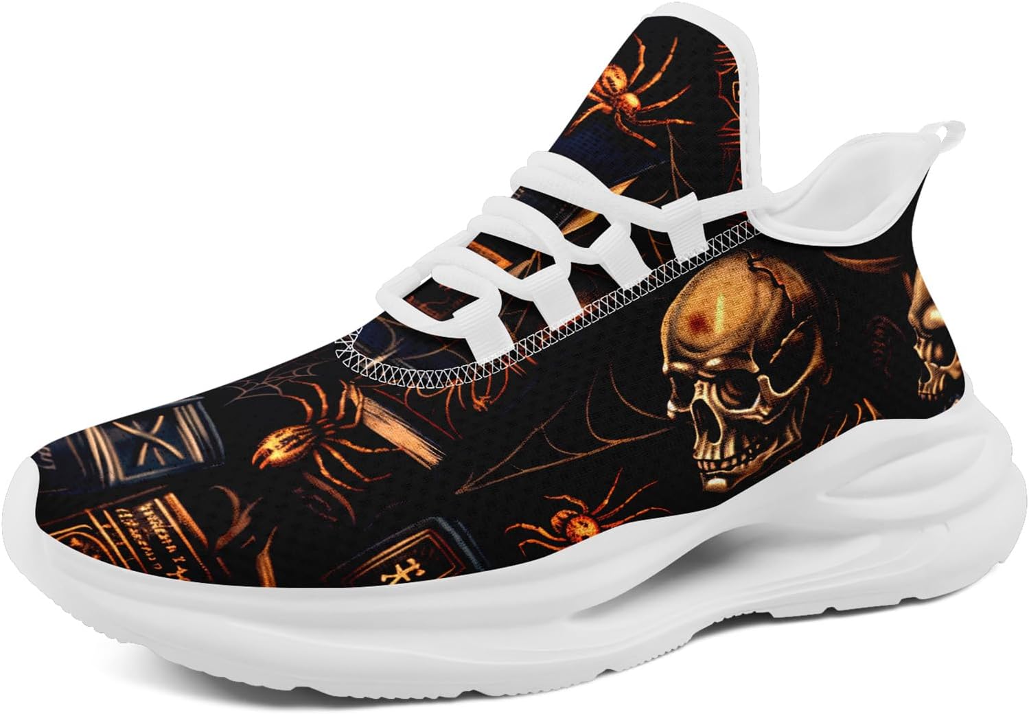 Мужские беговые кроссовки AWSOLE в готическом стиле, с черепами, легкие, дышащие, модные кроссовки, повседневные спортивные для тренажерного зала и прогулок, белый/черный/коричневый/золотисто-коричневый
Мужские беговые кроссовки AWSOLE в готическом стиле, с черепами, легкие, дышащие, модные кроссовки, повседневные спортивные для тренажерного зала и прогулок, белый/черный/коричневый/золотисто-коричневый