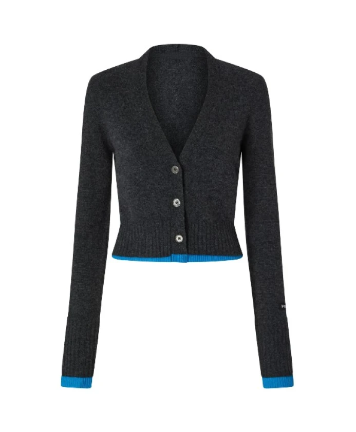 Короткий кашемировый кардиган с V-образным вырезом. Pinko, серый
Короткий кашемировый кардиган с V-образным вырезом. Pinko, серый