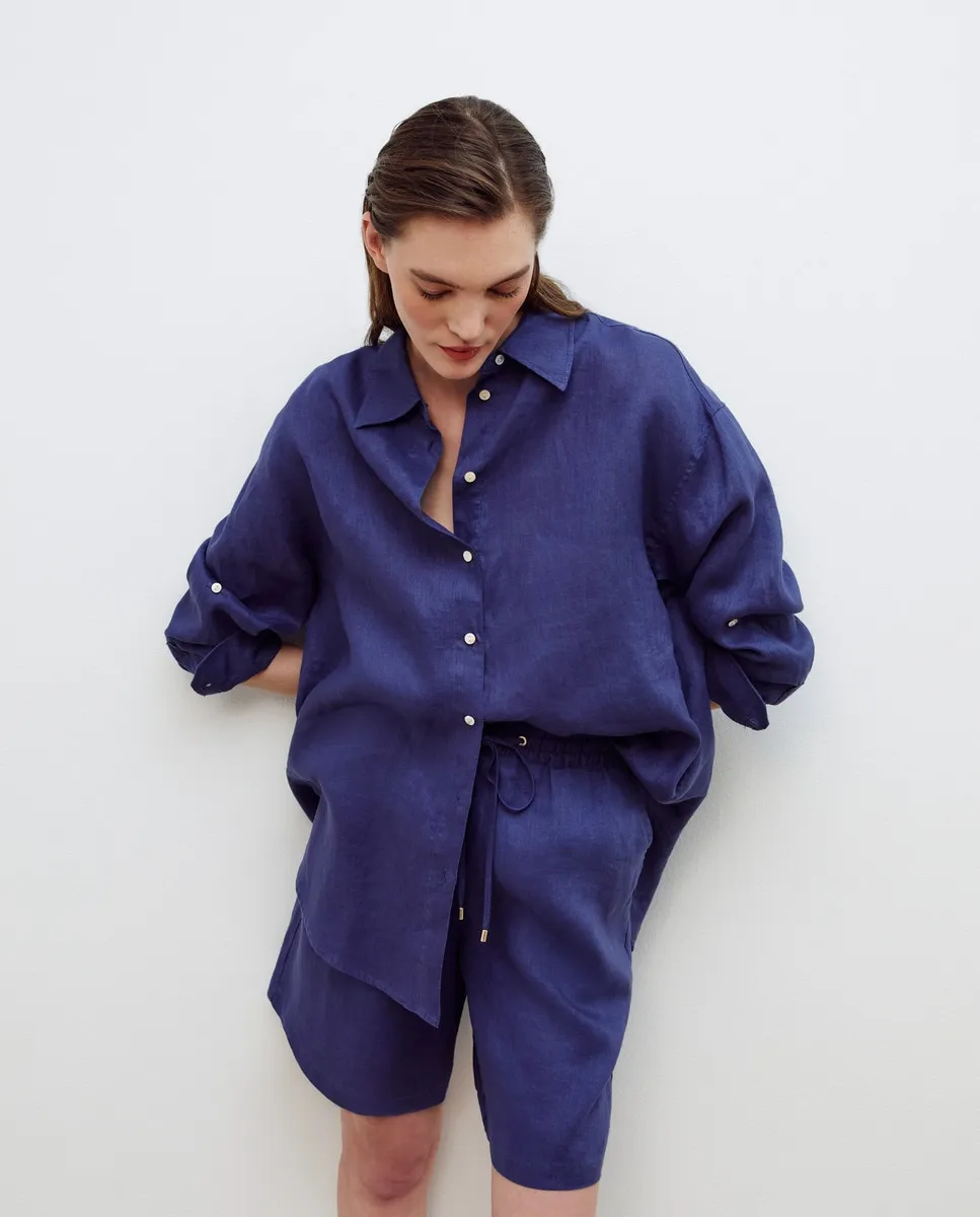 Простая блузка с длинным рукавом Woman El Corte Inglés, тёмно-синий 
Простая блузка с длинным рукавом Woman El Corte Inglés, тёмно-синий