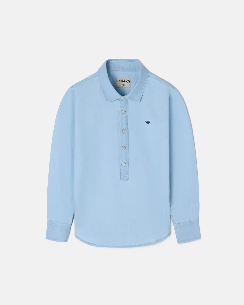 Детская джинсовая футболка с длинным рукавом светлая Silbon, светло-голубой
Детская джинсовая футболка с длинным рукавом светлая Silbon, светло-голубой