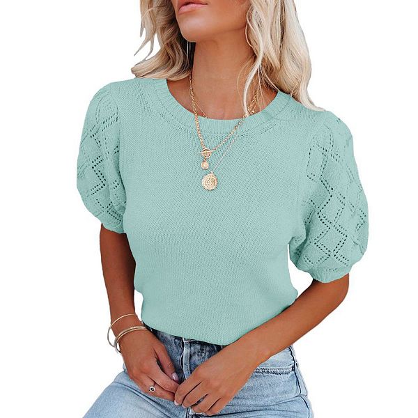 Женский легкий пуловер с круглым вырезом и короткими рукавами Green Elysium, Mint Blue
Женский легкий пуловер с круглым вырезом и короткими рукавами Green Elysium, Mint Blue