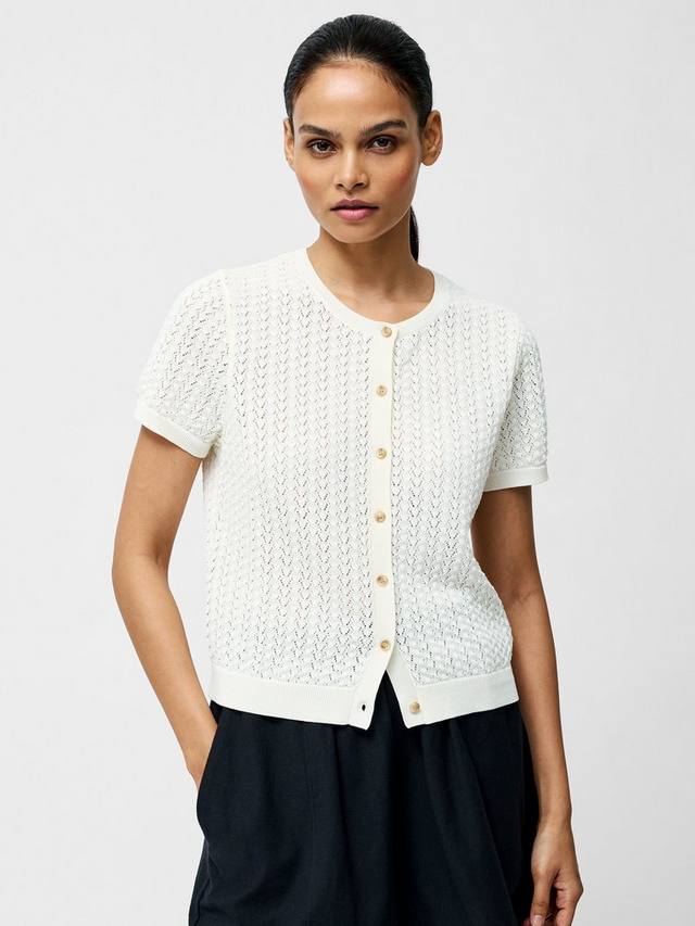 Кардиган с коротким рукавом pointelle French Connection, кремовый
Кардиган с коротким рукавом pointelle French Connection, кремовый