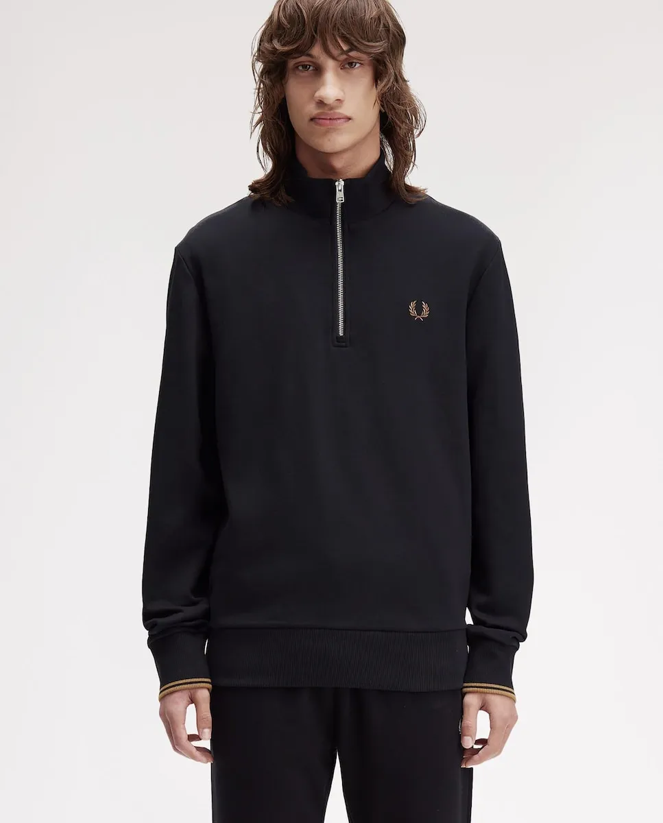 Мужская толстовка с половинной молнией и контрастной отделкой Fred Perry, серый/черный
Мужская толстовка с половинной молнией и контрастной отделкой Fred Perry, серый/черный