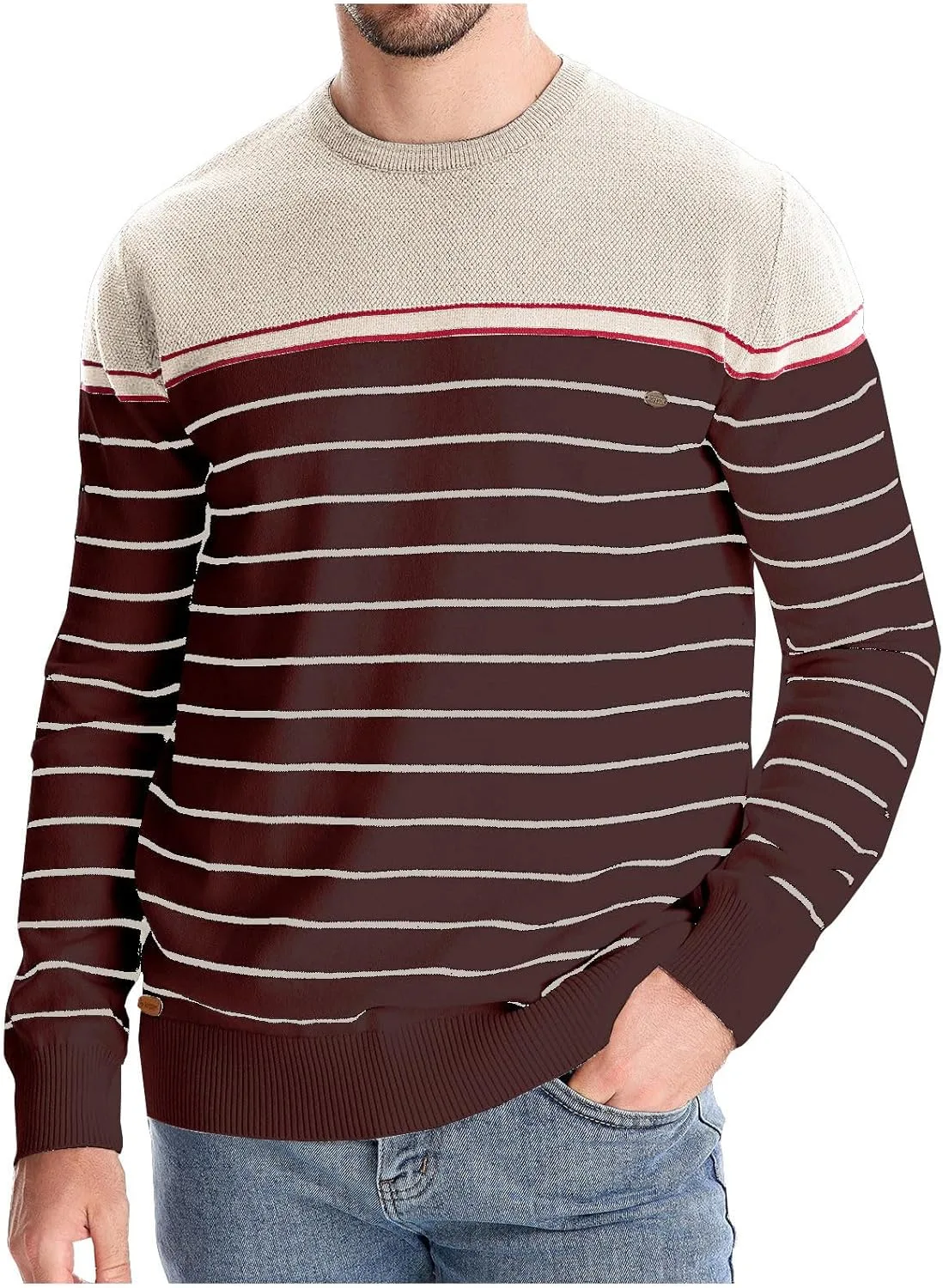 Мужской свитер Dgoopd с полосками, круглый вырез, длинный рукав
Мужской свитер Dgoopd с полосками, круглый вырез, длинный рукав