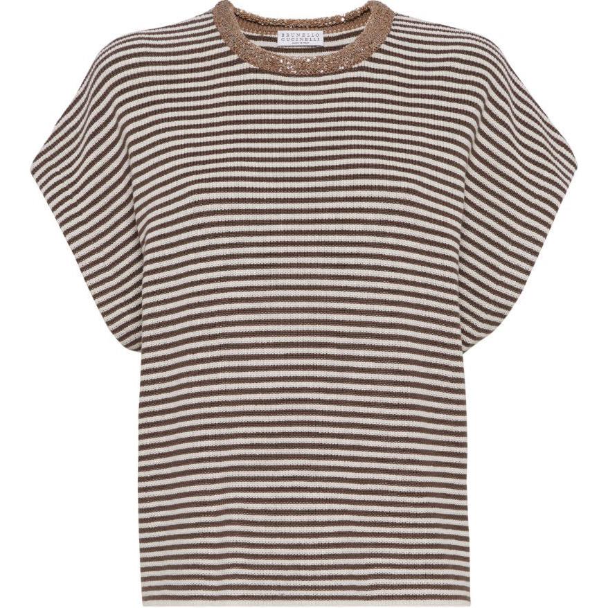 Полосатый трикотажный топ Brunello Cucinelli, Coffee
Полосатый трикотажный топ Brunello Cucinelli, Coffee