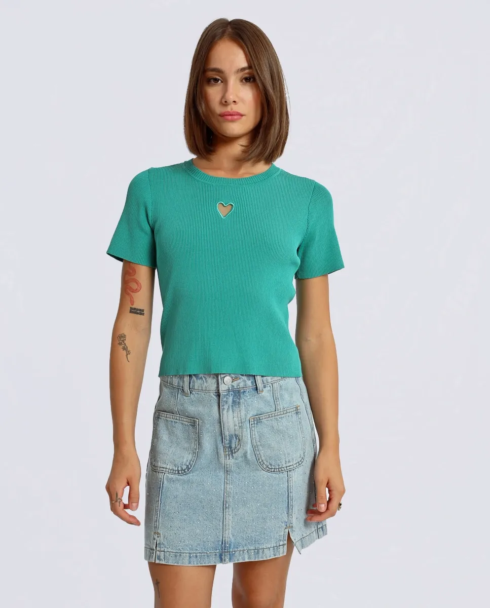 Женский свитер с коротким рукавом и деталью в виде сердца Lili Sidonio, зеленый
Женский свитер с коротким рукавом и деталью в виде сердца Lili Sidonio, зеленый