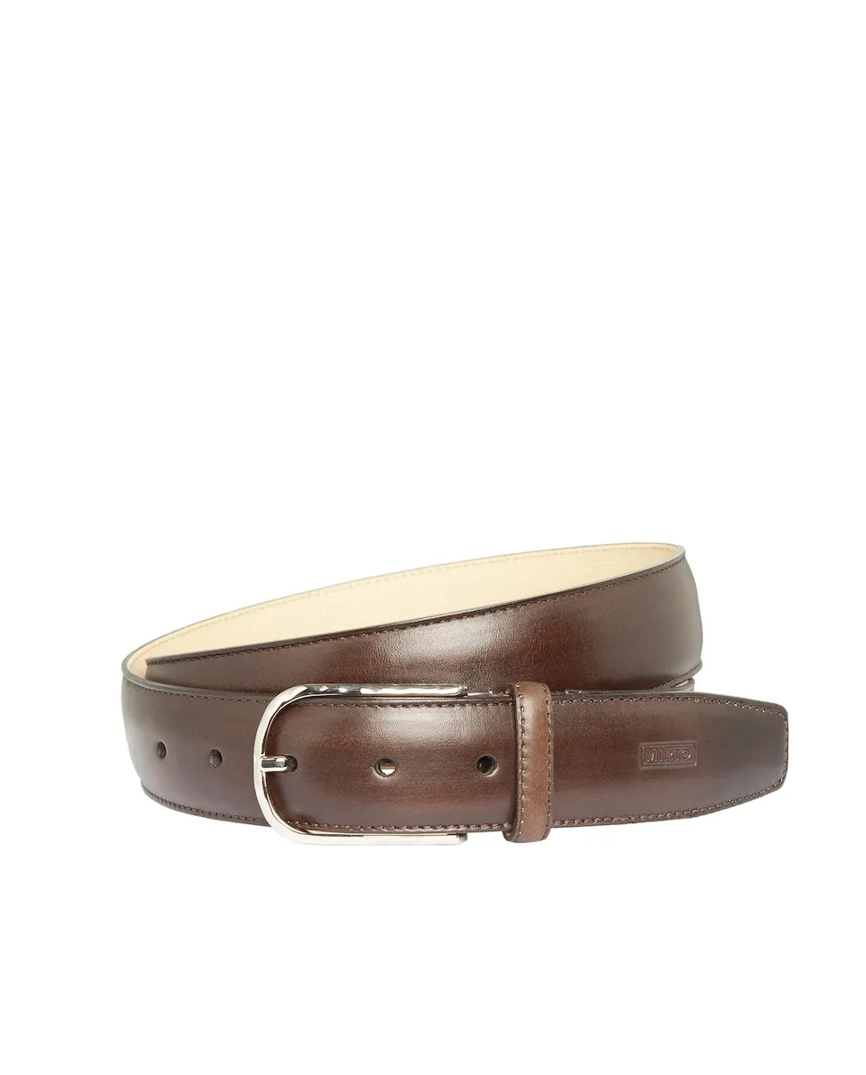 Мужской кожаный ремень коричневого цвета. Производство Испания. Mirto, коричневый 
Мужской кожаный ремень коричневого цвета. Производство Испания. Mirto, коричневый