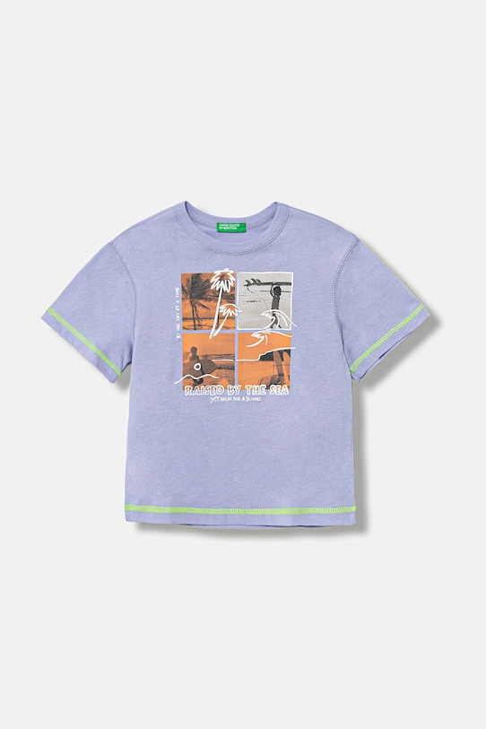 Детская хлопковая футболка United Colors Of Benetton, фиолетовый 
Детская хлопковая футболка United Colors Of Benetton, фиолетовый