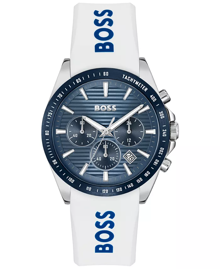 Мужские часы Strike Quartz Chronograph с белым силиконовым ремешком, 41 мм Hugo Boss
Мужские часы Strike Quartz Chronograph с белым силиконовым ремешком, 41 мм Hugo Boss