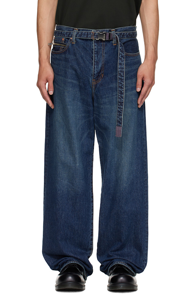 Джинсы с поясом Sacai, синий
Джинсы с поясом Sacai, синий