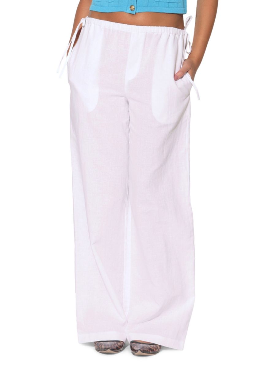 Широкие брюки из льна и хлопка на завязках Walter Baker, белый
Широкие брюки из льна и хлопка на завязках Walter Baker, белый