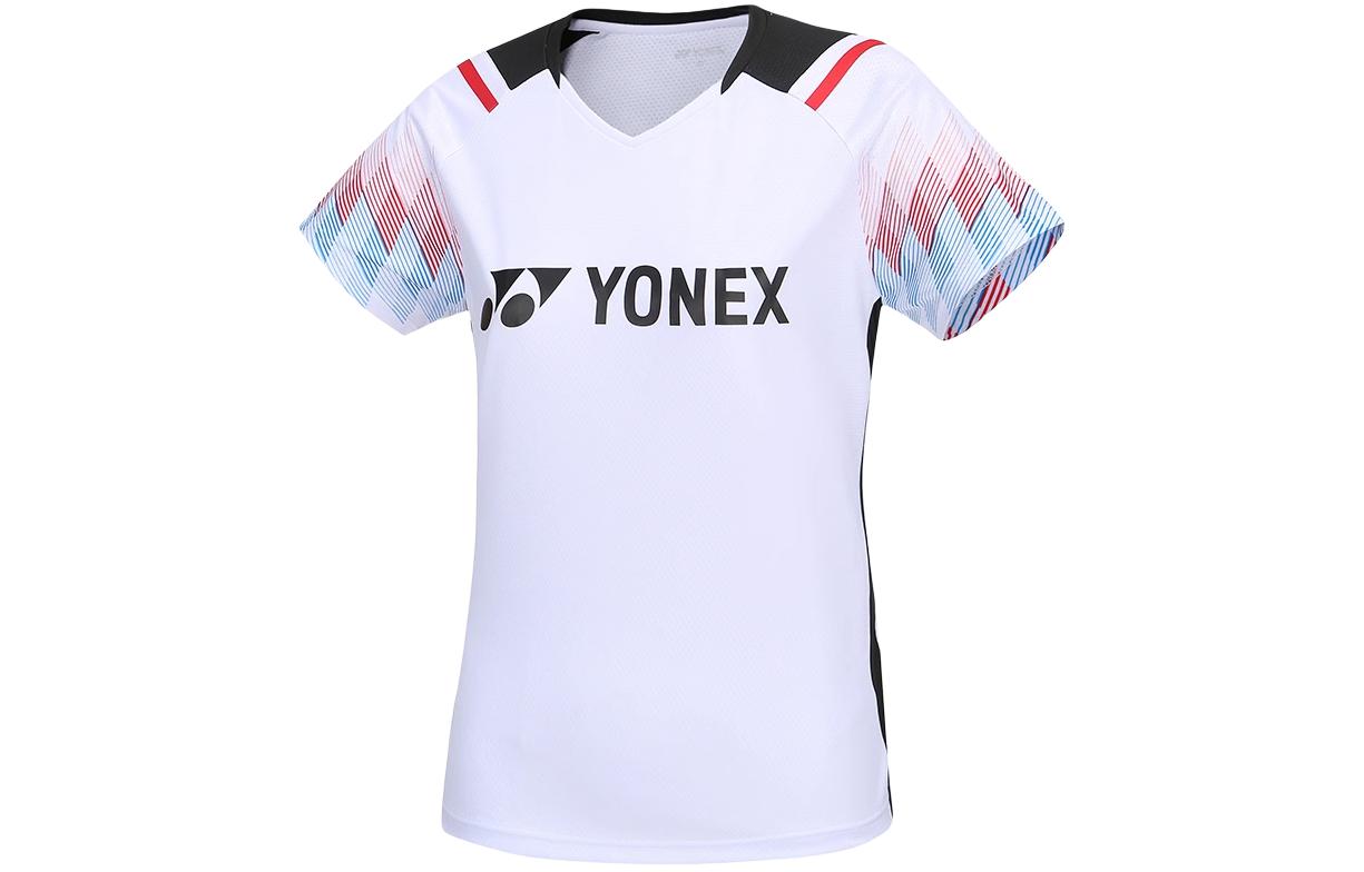 Футболка с рукавом реглан женская белая YONEX, новый синий 
Футболка с рукавом реглан женская белая YONEX, новый синий