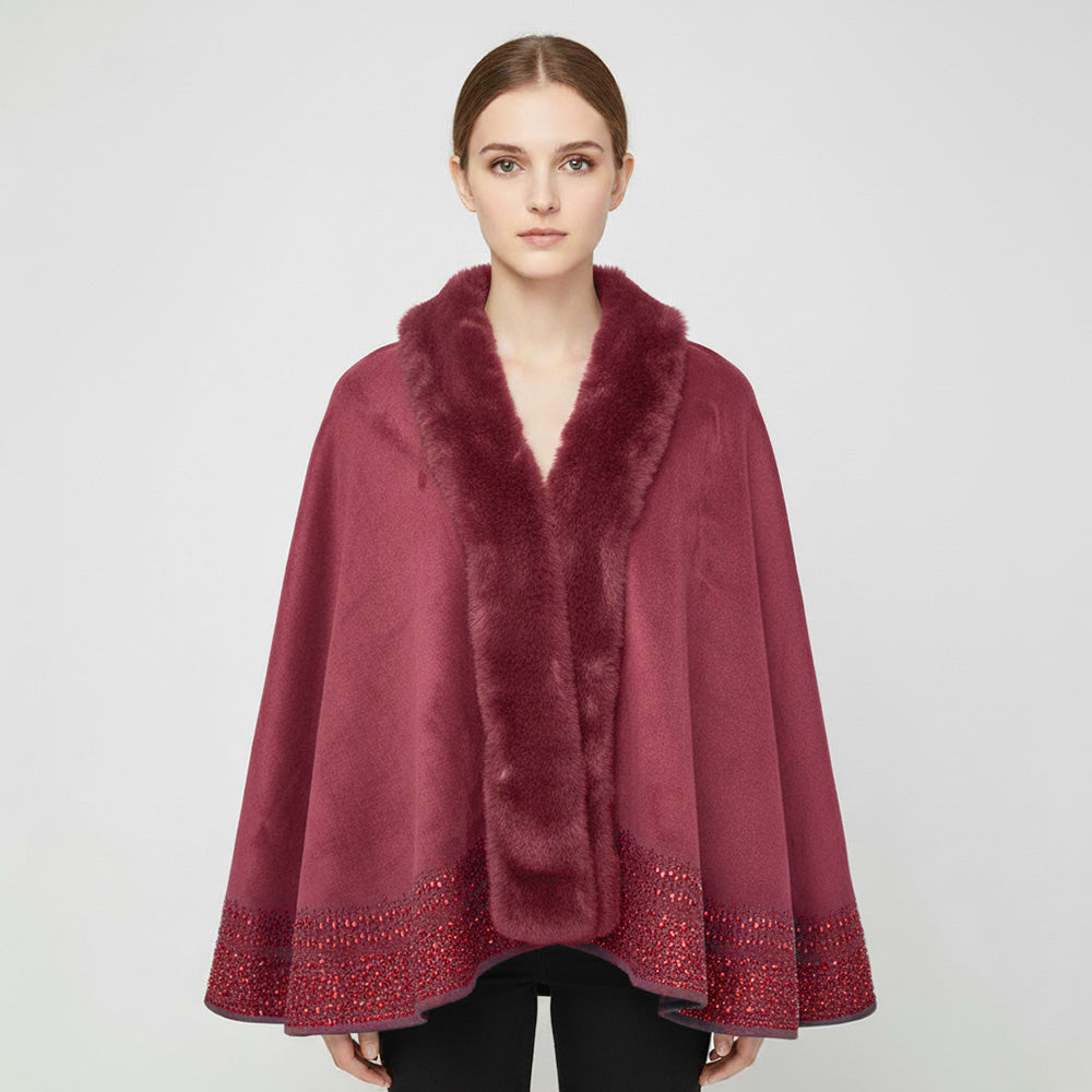 Пончо-шаль с отделкой из искусственного меха и стразами по низу TRUEDAMES, бордовый, красный
Пончо-шаль с отделкой из искусственного меха и стразами по низу TRUEDAMES, бордовый, красный