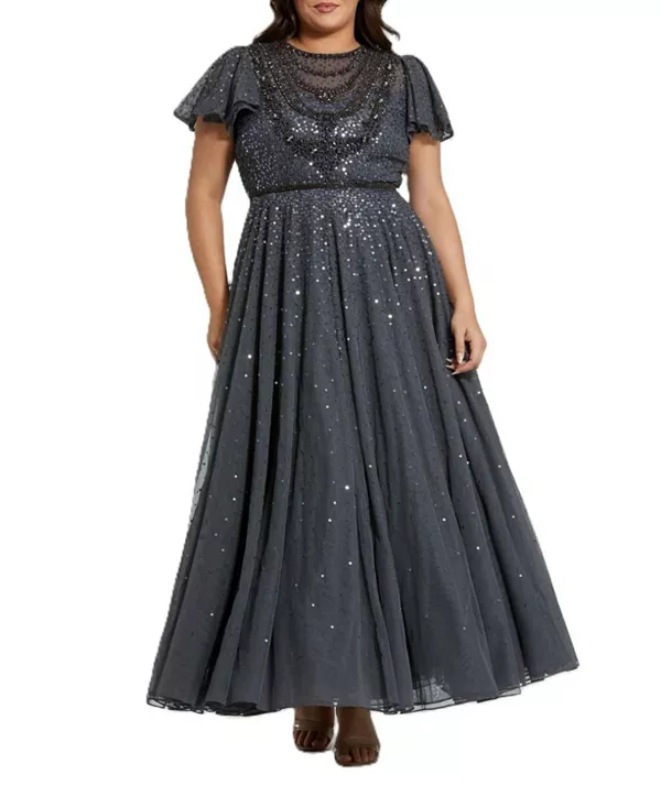 Платье из тонкой, пышной сетки с рукавами-крылышками и бисером Mac Duggal, серый
Платье из тонкой, пышной сетки с рукавами-крылышками и бисером Mac Duggal, серый