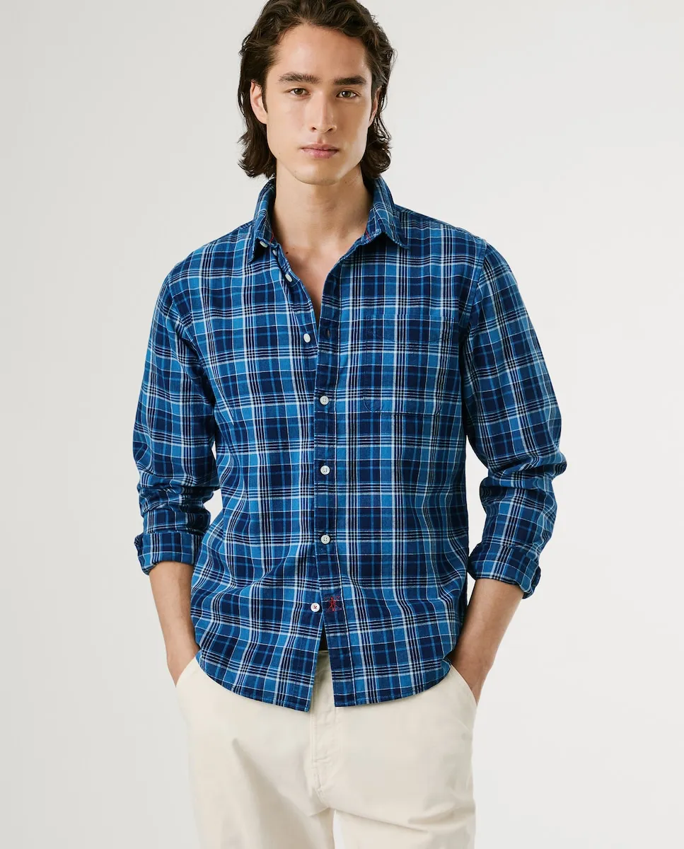 Мужская рубашка из поплина классического кроя с клетчатым принтом Pepe Jeans, синий
Мужская рубашка из поплина классического кроя с клетчатым принтом Pepe Jeans, синий