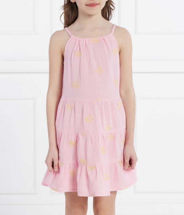 Платье детское Guess хлопковое с вышивкой, розовый 
Платье детское Guess хлопковое с вышивкой, розовый