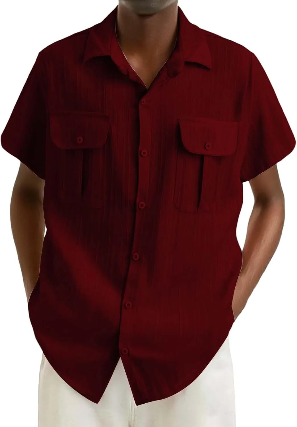 Белая льняная рубашка мужская с коротким рукавом в полоску HJINGSUN
Белая льняная рубашка мужская с коротким рукавом в полоску HJINGSUN