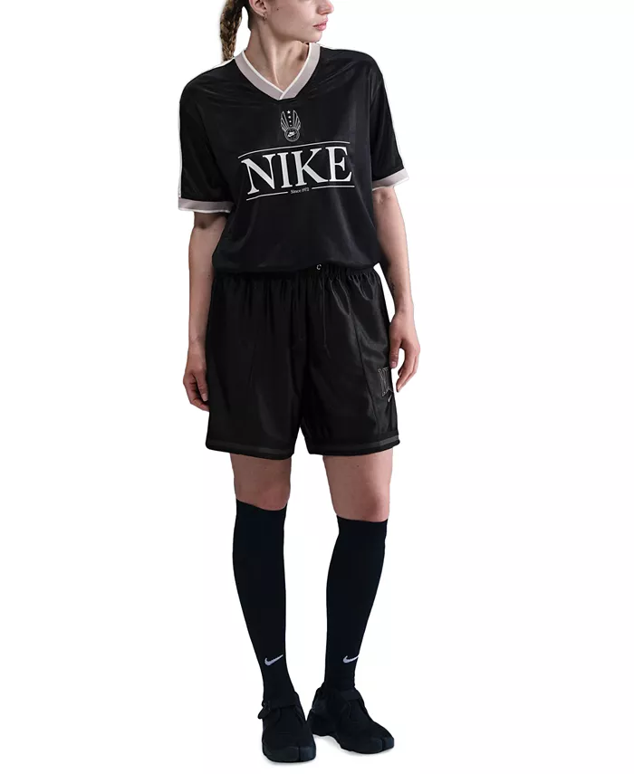 Женская спортивная майка с логотипом, V-образным вырезом и короткими рукавами Nike, черный
Женская спортивная майка с логотипом, V-образным вырезом и короткими рукавами Nike, черный