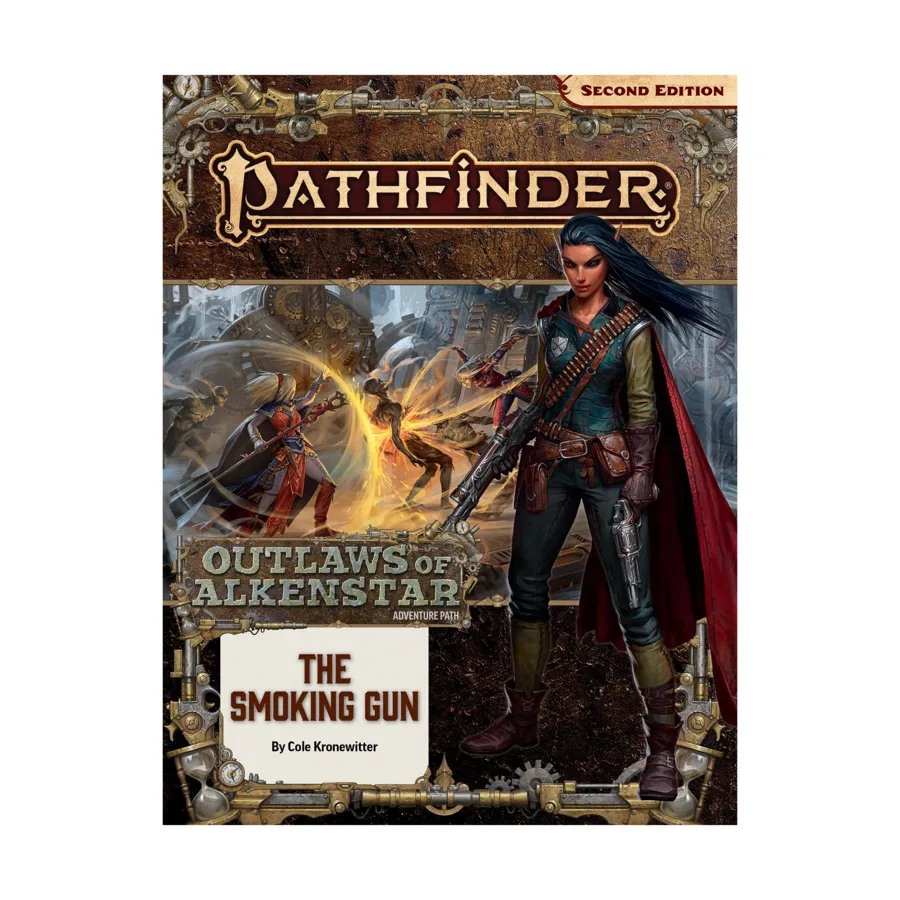 #180 "Outlaws of Alkenstar #3 - The Smoking Gun", Pathfinder Roleplaying Game (2nd Edition) - Adventure Path #175 - #200, мягкая обложка
#180 "Outlaws of Alkenstar #3 - The Smoking Gun", Pathfinder Roleplaying Game (2nd Edition) - Adventure Path #175 - #200, мягкая обложка