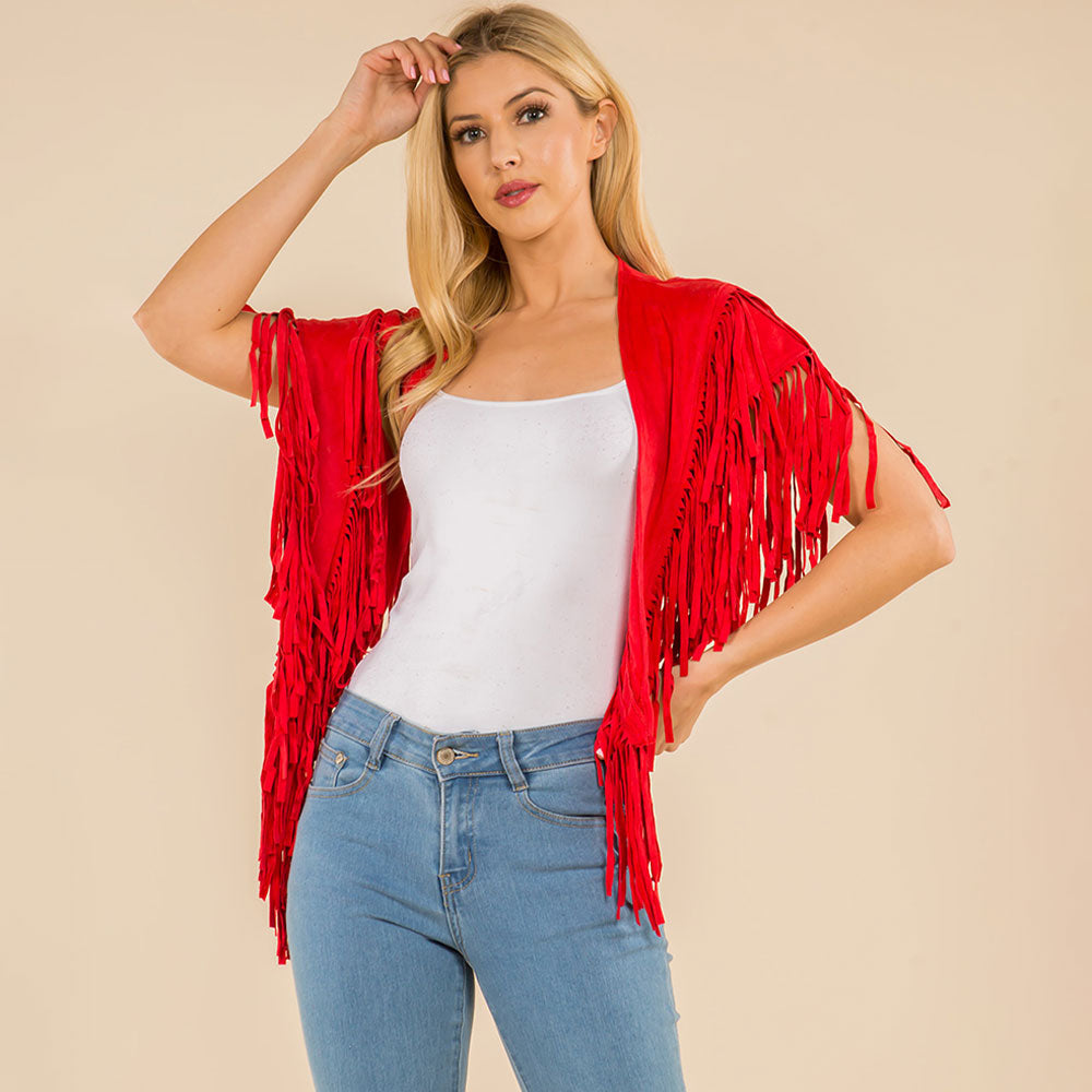 Искусственная замша с открытой передней частью западный кисточки шаль пончо TRUEDAMES, коралловый
Искусственная замша с открытой передней частью западный кисточки шаль пончо TRUEDAMES, коралловый