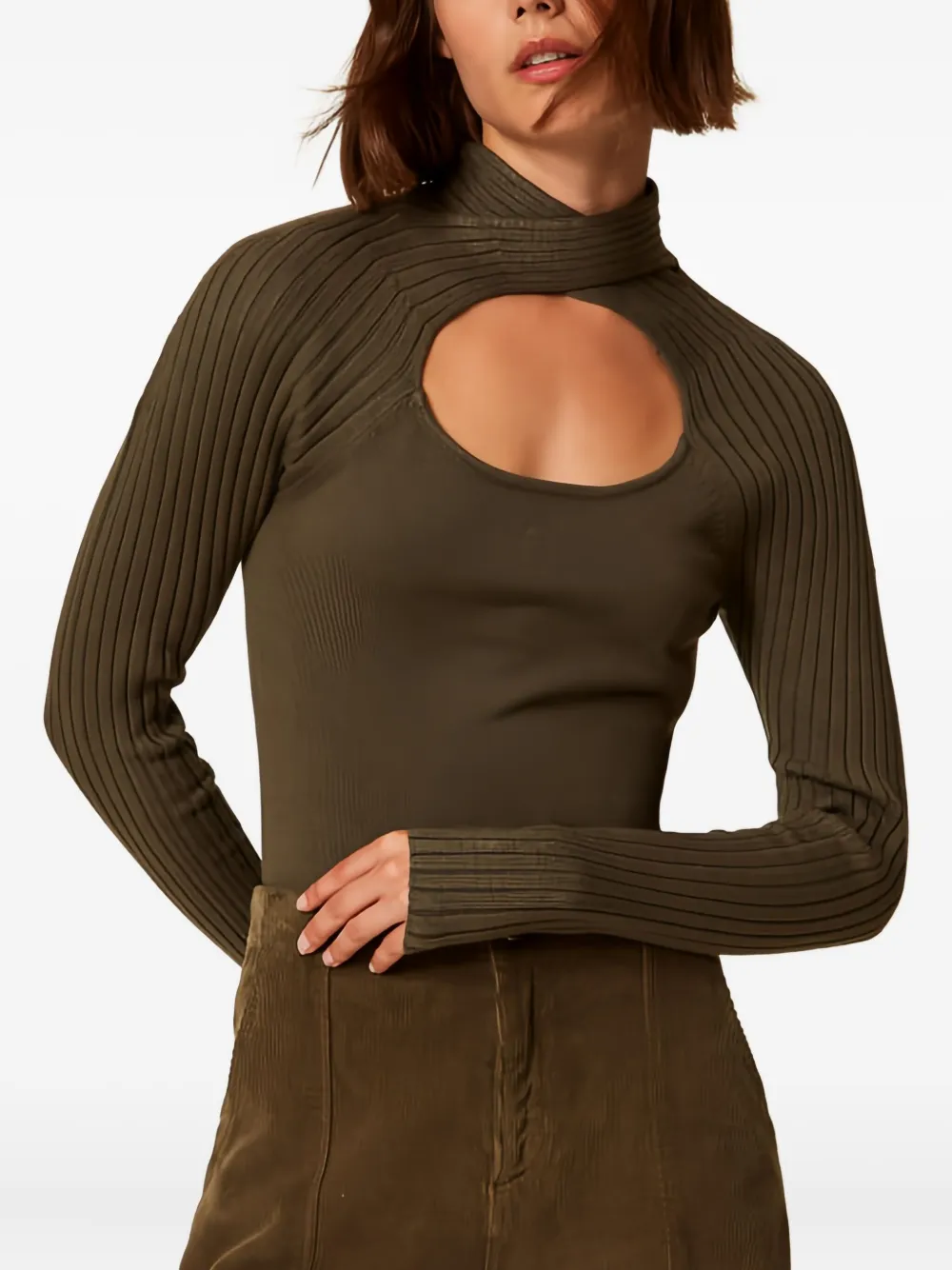 Джемпер в рубчик с вырезами Twinset, зеленый
Джемпер в рубчик с вырезами Twinset, зеленый