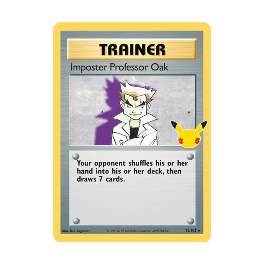 CCG Самозванец Профессор Оук (Классическая коллекция) № 73/102 (голографическая), Pokemon - Celebrations: Classic Collection - Singles
CCG Самозванец Профессор Оук (Классическая коллекция) № 73/102 (голографическая), Pokemon - Celebrations: Classic Collection - Singles