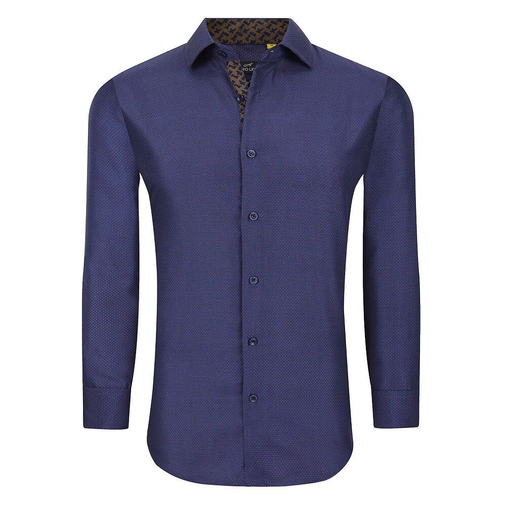 Azaro Uomo Для мужчин приталенный крой, эластичный в четырех направлениях, с длинными рукавами и геометрическим рисунком, на пуговицах, цвет Navy Blue
Azaro Uomo Для мужчин приталенный крой, эластичный в четырех направлениях, с длинными рукавами и геометрическим рисунком, на пуговицах, цвет Navy Blue