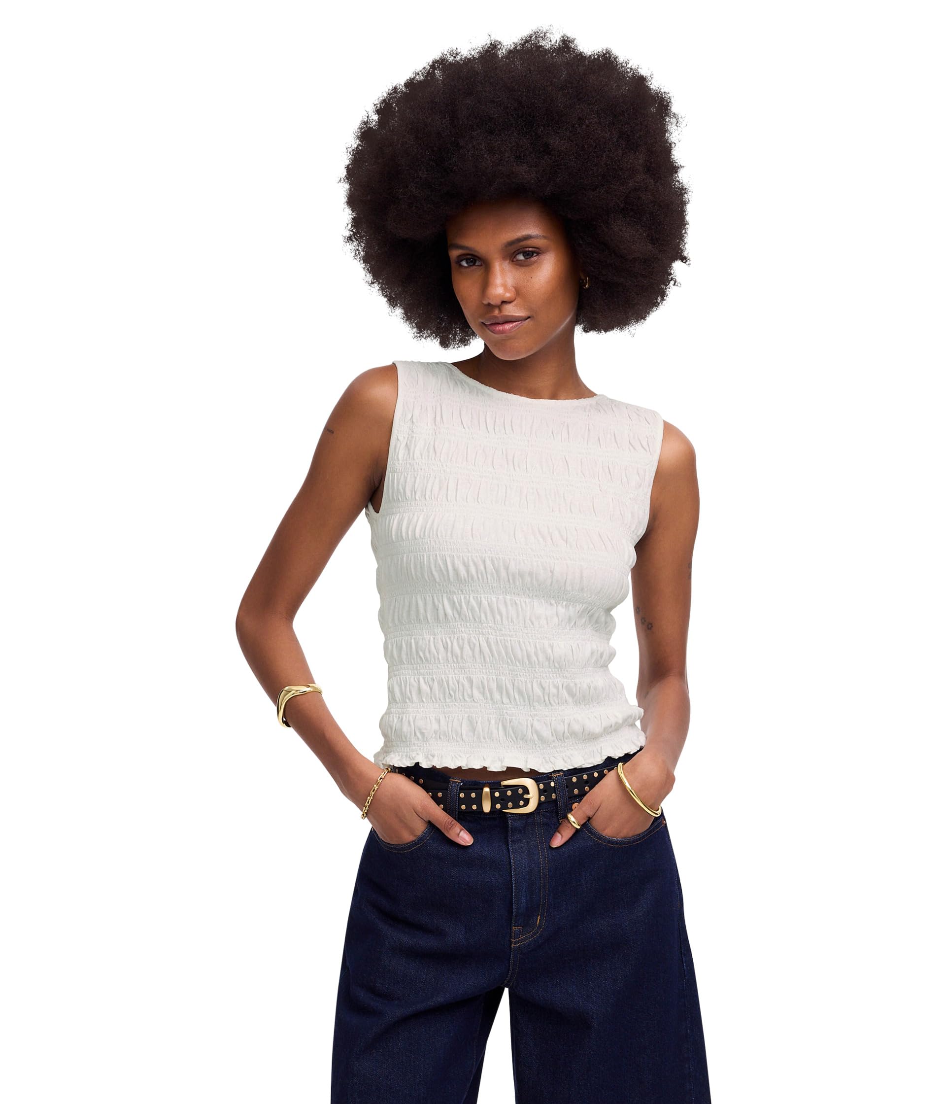 Топ Madewell Sachi Smocked Tank, белый 
Топ Madewell Sachi Smocked Tank, белый