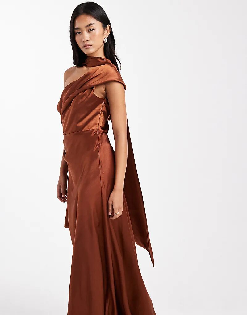 Платье макси из атласа на одно плечо цвета ржавчины с бантом для подружек невесты Six Stories
Платье макси из атласа на одно плечо цвета ржавчины с бантом для подружек невесты Six Stories