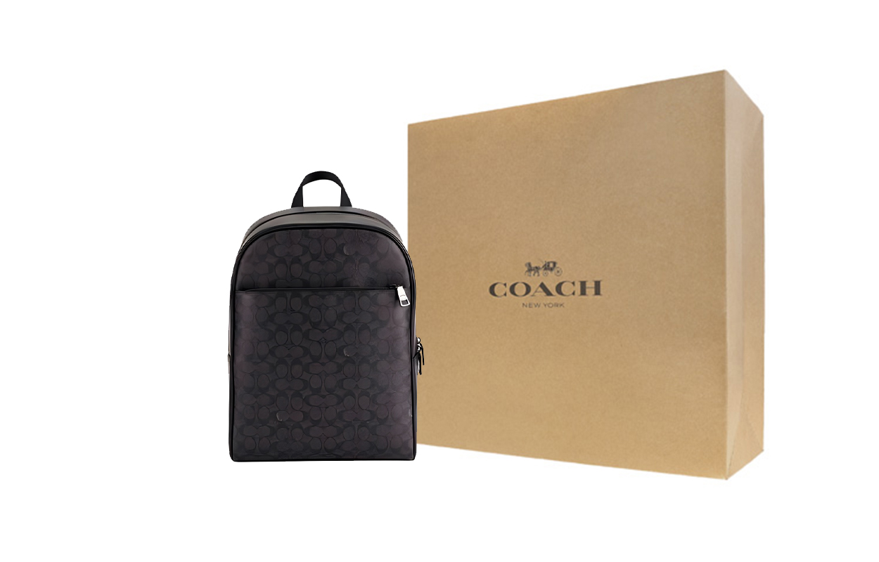 COACH Кожаный рюкзак из коровьей кожи большого размера мужской черный 
COACH Кожаный рюкзак из коровьей кожи большого размера мужской черный
