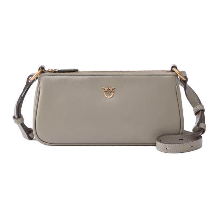 PINKO Миниатюрный женский кожаный рюкзак через плечо серый 
PINKO Миниатюрный женский кожаный рюкзак через плечо серый