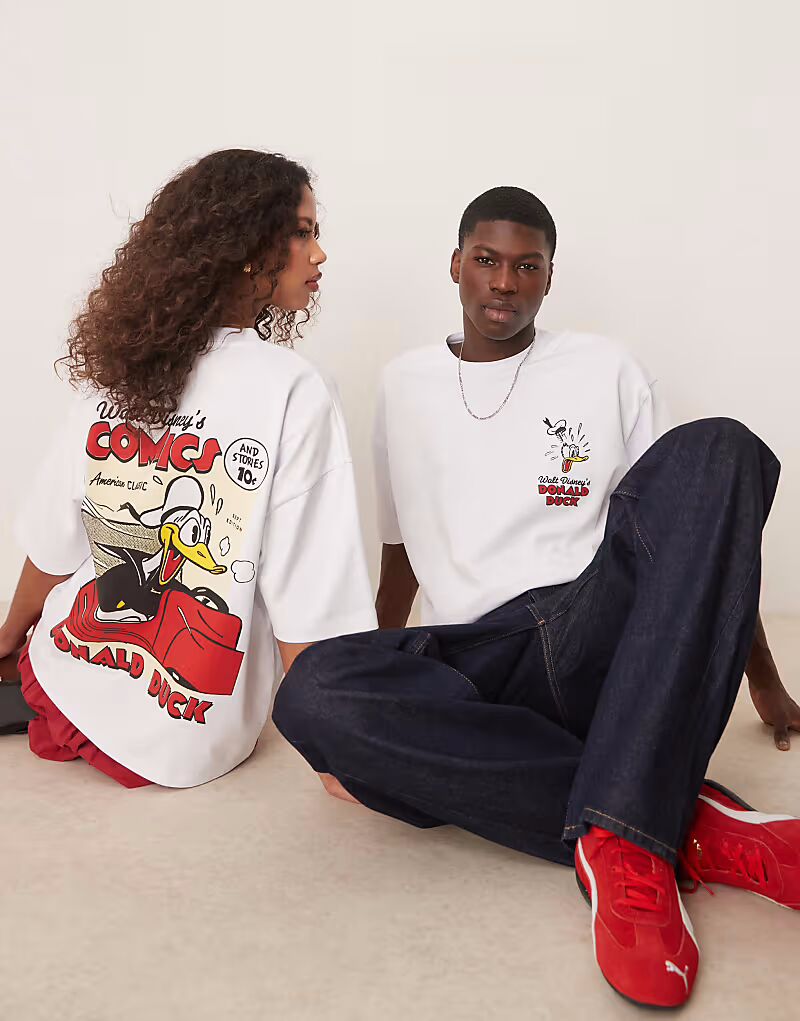 Футболка свободного кроя унисекс ASOS DESIGN Disney с принтом Дональда Дака и вышивкой белого цвета
Футболка свободного кроя унисекс ASOS DESIGN Disney с принтом Дональда Дака и вышивкой белого цвета