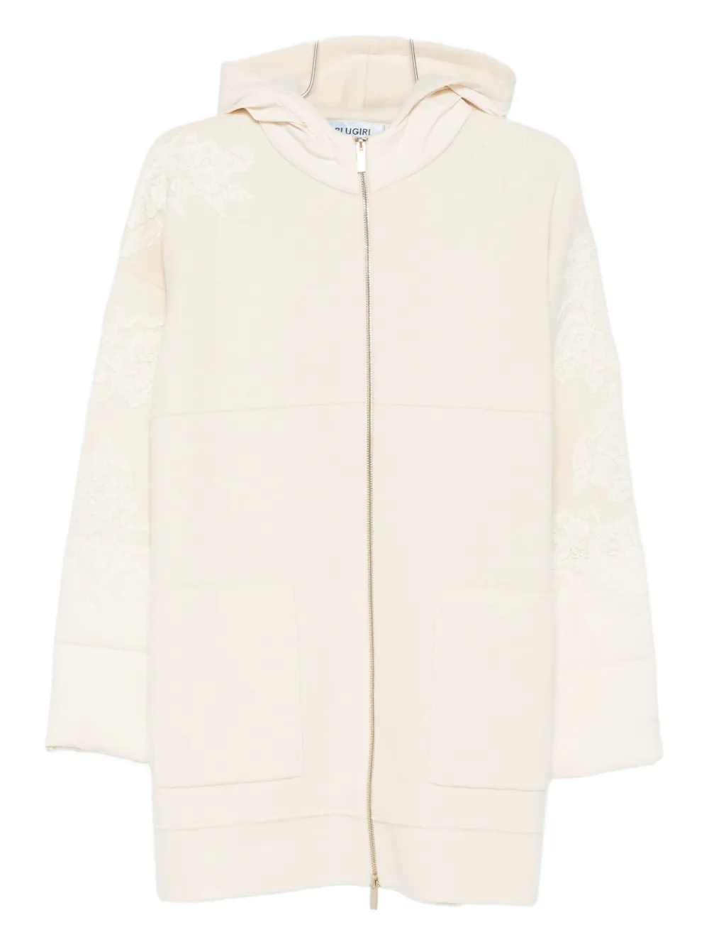 Пальто с кружевной отделкой и капюшоном Blugirl, белый 
Пальто с кружевной отделкой и капюшоном Blugirl, белый