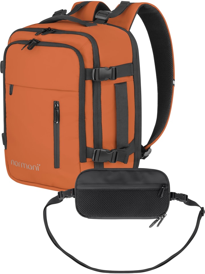 Normani Расширяемый рюкзак для ручной клади с нагрудным карманом для паспорта, оранжевого цвета
Normani Расширяемый рюкзак для ручной клади с нагрудным карманом для паспорта, оранжевого цвета