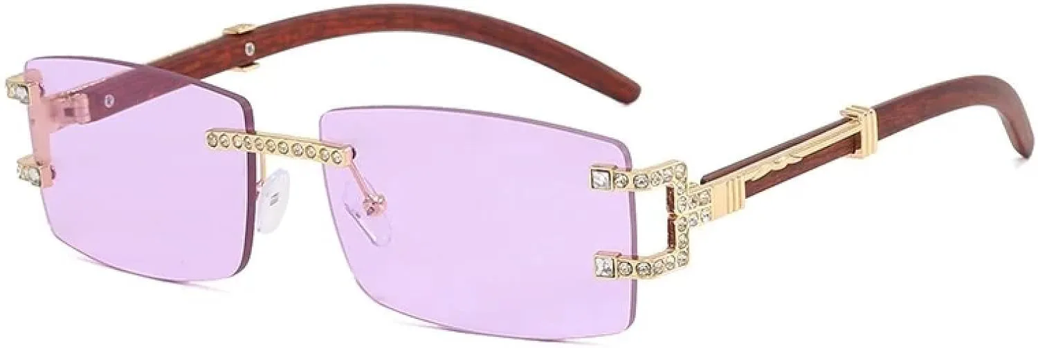 Солнцезащитные очки для женщин и мужчин, без оправы, с бриллиантами, в стиле ретро, деревянные дужки, цветные линзы, защита от УФ-излучения UV400 UATXTAU, Purple
Солнцезащитные очки для женщин и мужчин, без оправы, с бриллиантами, в стиле ретро, деревянные дужки, цветные линзы, защита от УФ-излучения UV400 UATXTAU, Purple