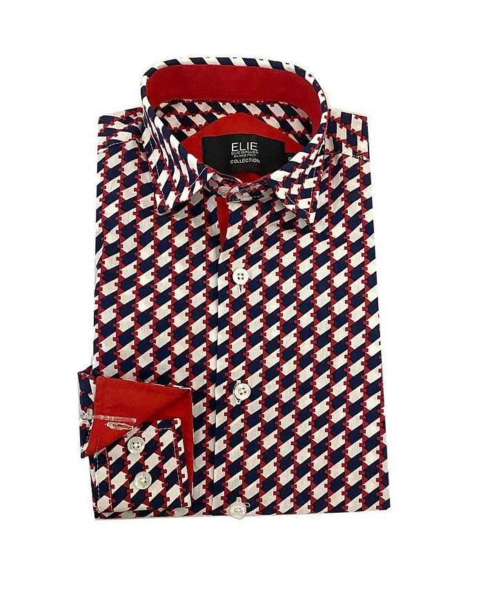Рубашка для мальчиков с геометрическим принтом, красная, на пуговицах, короткий рукав, Slim Fit Elie Balleh, красный
Рубашка для мальчиков с геометрическим принтом, красная, на пуговицах, короткий рукав, Slim Fit Elie Balleh, красный
