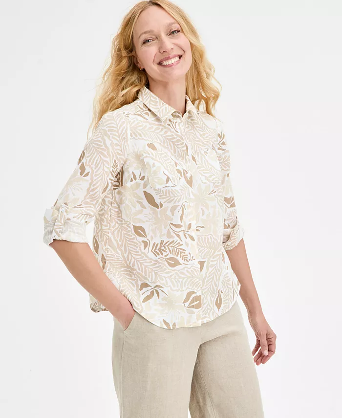 Женская рубашка с принтом из 100% льна с манжетами на пуговицах Charter Club, белый
Женская рубашка с принтом из 100% льна с манжетами на пуговицах Charter Club, белый